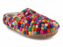 WoolFit Handfelted Slippers | Footprint, rainbow dots