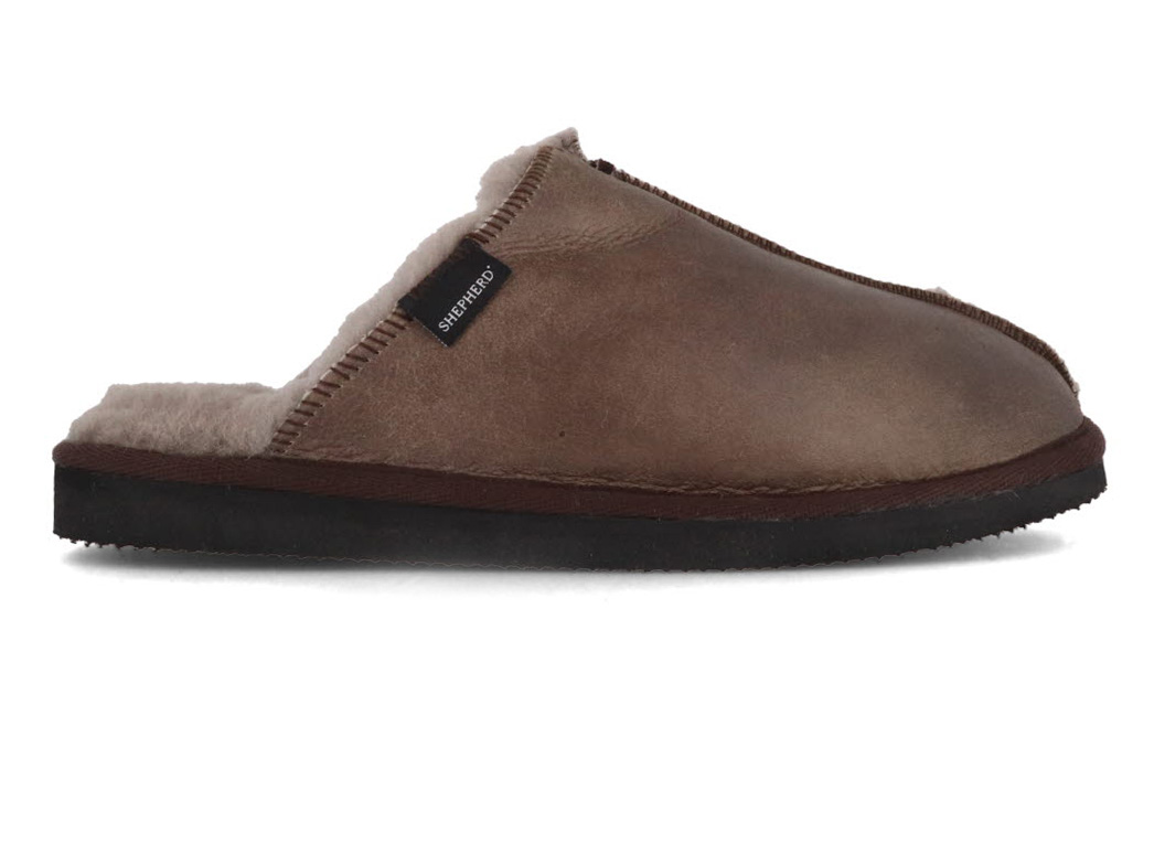 SHEPHERD Lambskin Slippers| Hugo, Stone Oiled Antique |