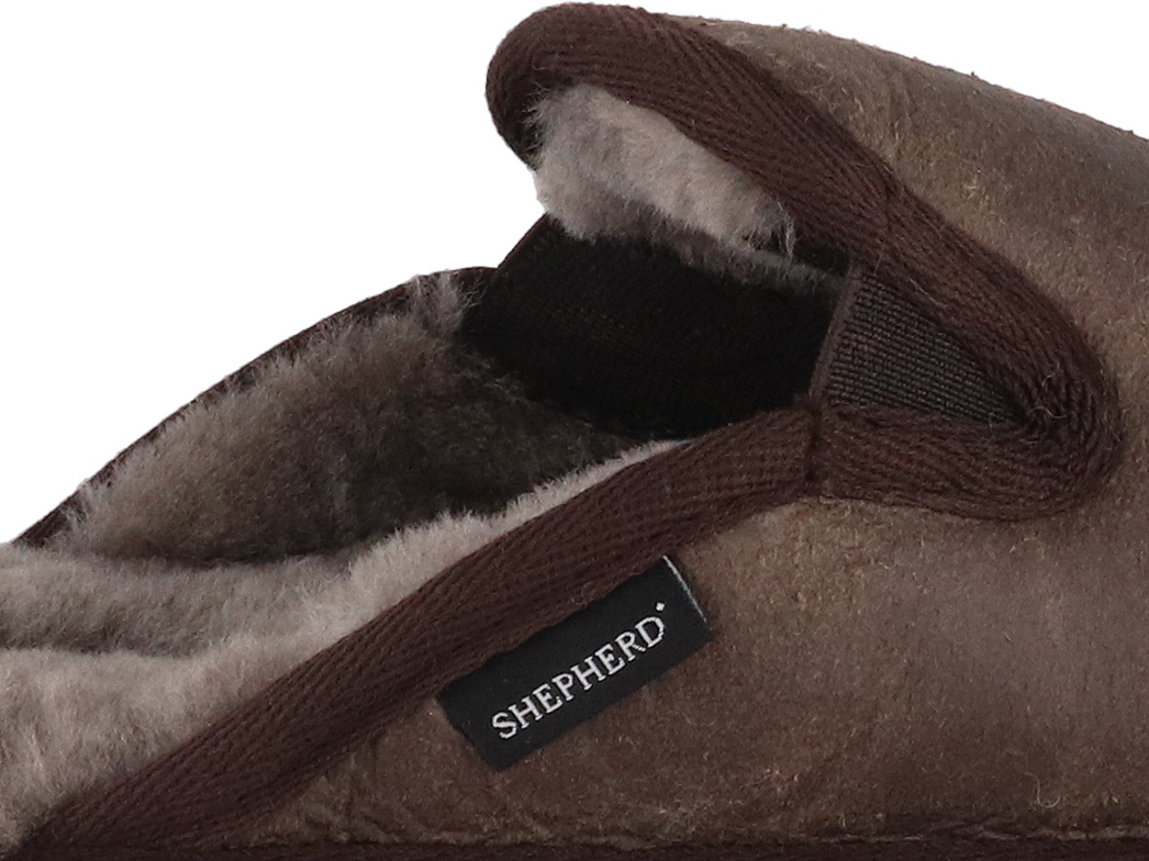Shepherd Hugo Pantofole Uomo In Pelle Marrone – Fodera In Pelliccia, Suola Flessibile, Taglia 43 - 2