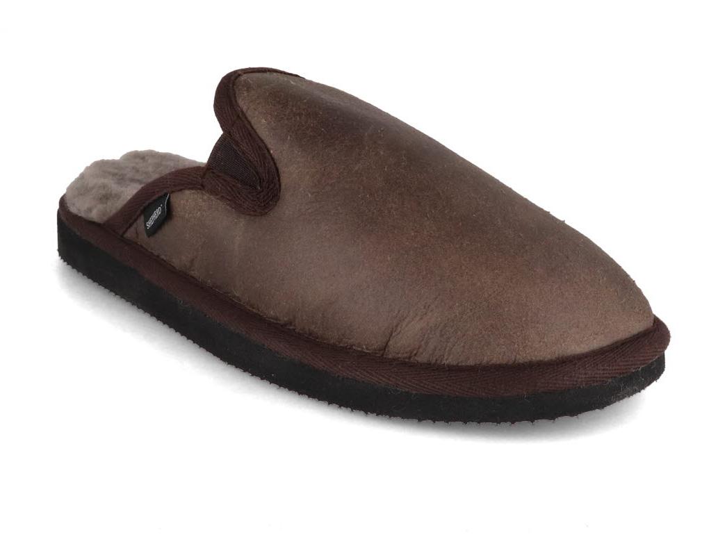 SHEPHERD Men Lambskin Slippers Adam, Oiled Antique