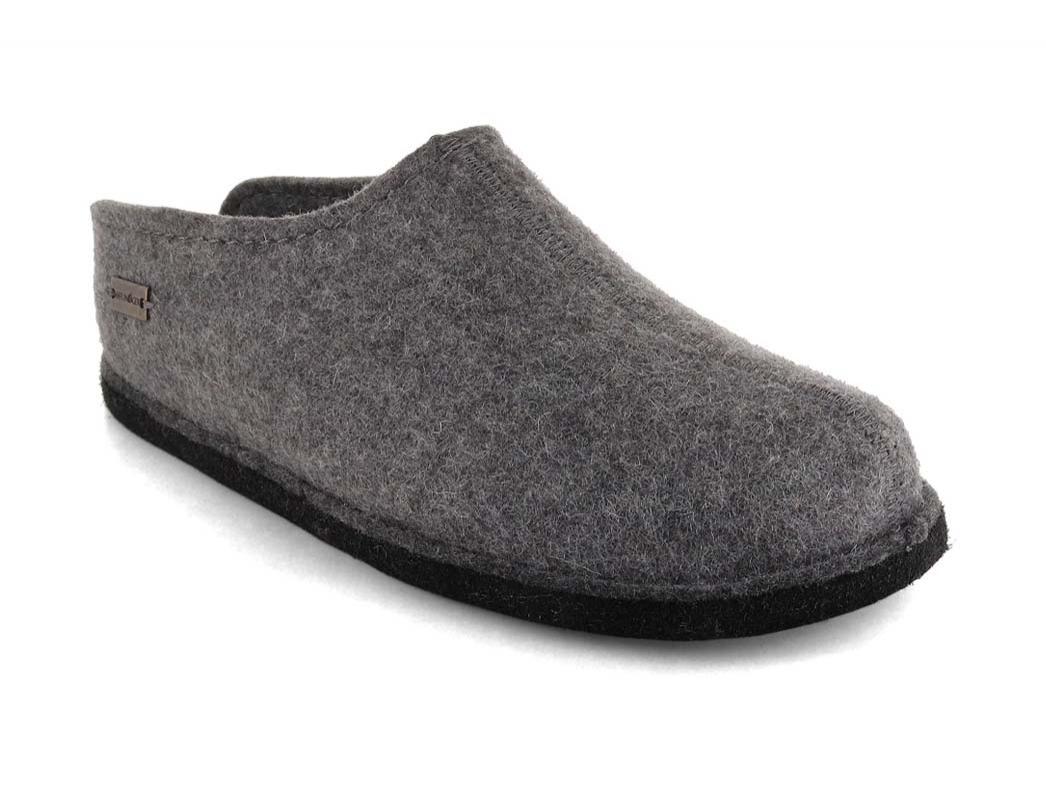 soft sole shearling wool slippers HAFLINGER Felt Slipper Flair Smily, Anthracite Expr