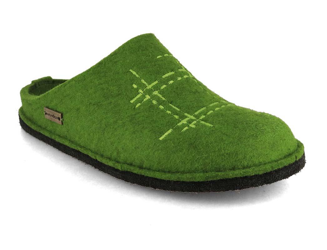 HAFLINGER Women Felt Slippers |Flair Crossroadt, Green|