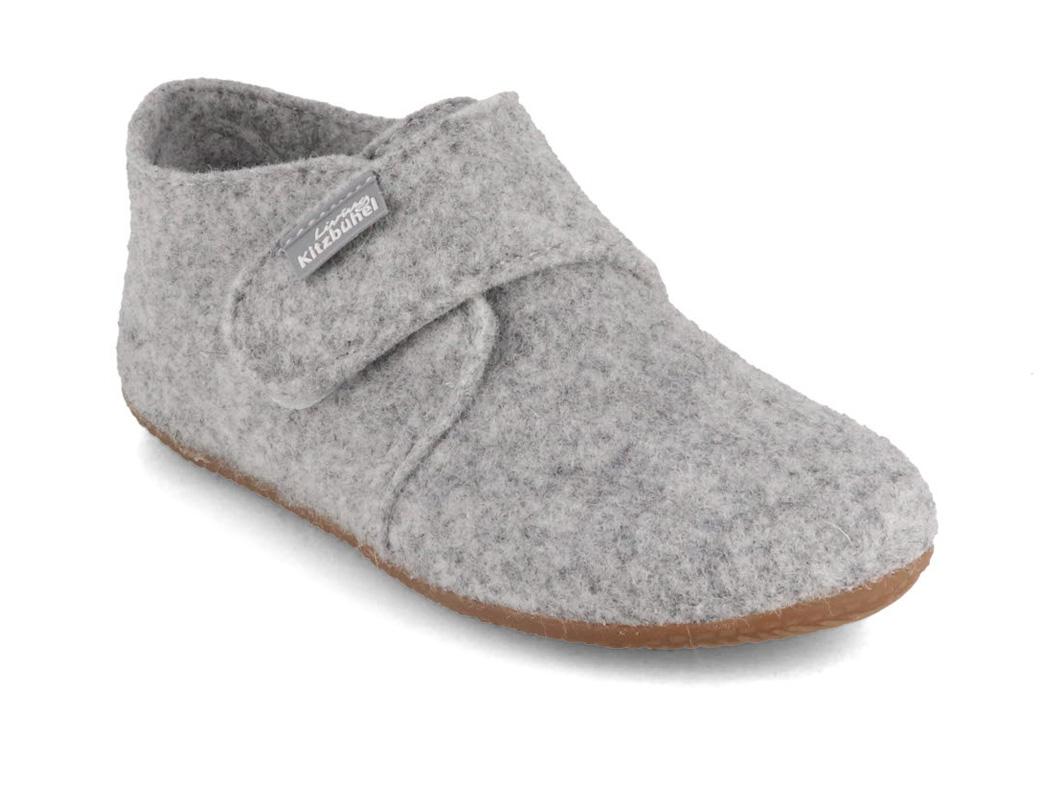Living Kitzbühel Kids Velcro Felt Slippers, fog