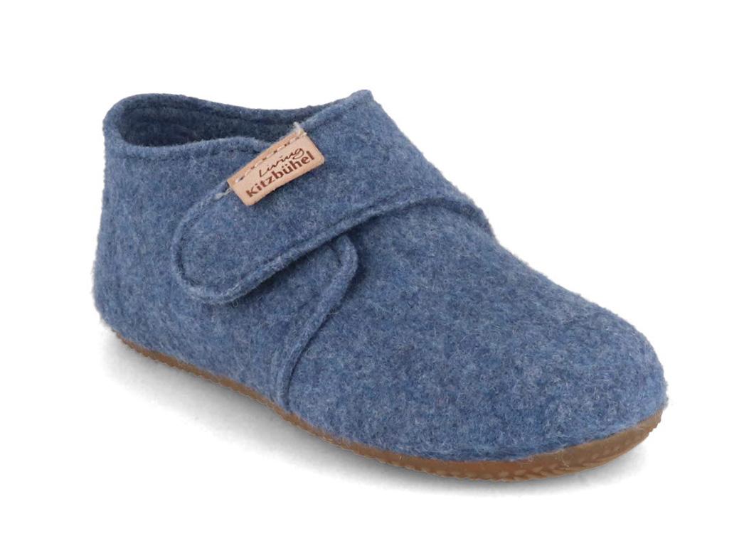Living Kitzbühel Velcro Felt Slippers, media blue
