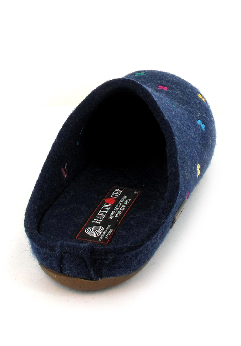 HAFLINGER | Wool Slipper Everest Farfalline, Jeans |