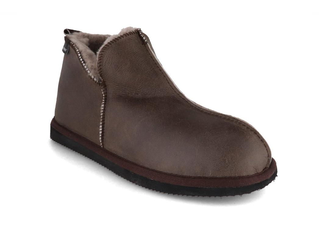 アンティーク フットサポーター キャンバス×リネン シェルボタン SHEPHERD Men Lambskin Boots|Anton, Stone Oiled Antique|