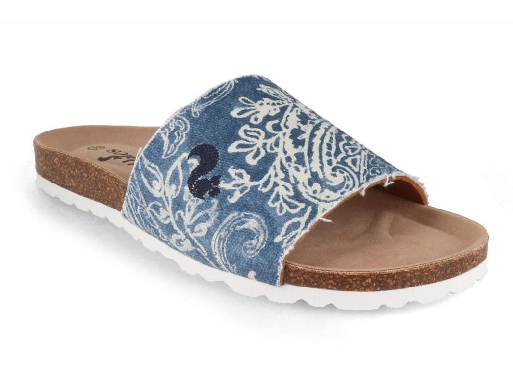 Thies Women Sandals Eco Pool Slide, Paisley Blue