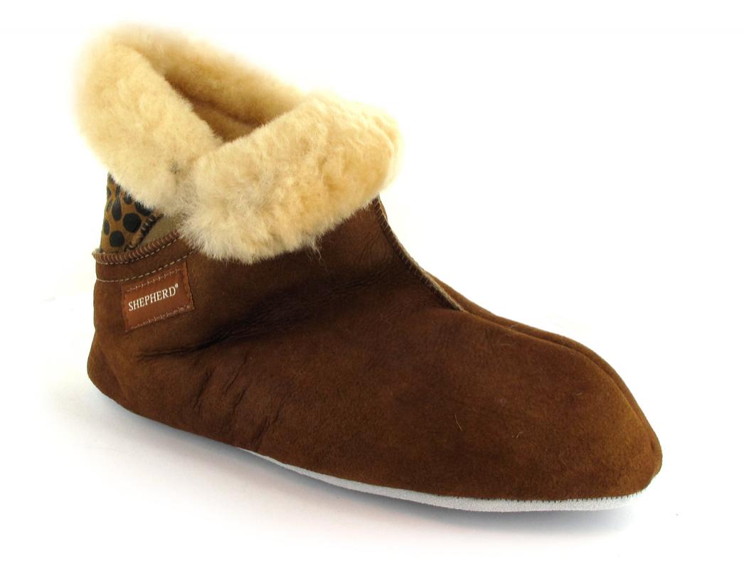 SHEPHERD Slipper boot Mariette, Antique Cognac/Leo