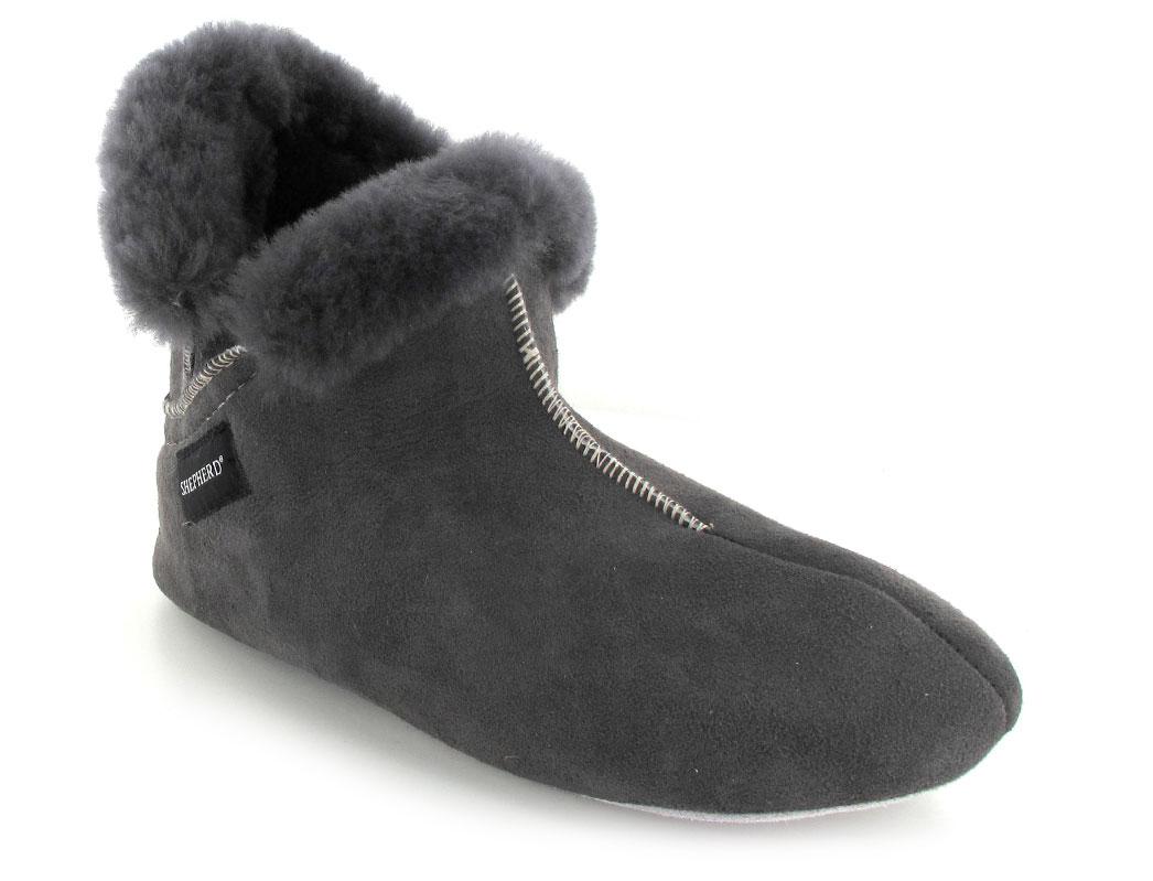 SHEPHERD Warm Sheepskin Slipper Mariette, Asphalt E