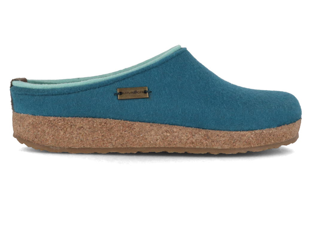 HAFLINGER Women Felt Clogs Grizzly Kris, Turquoise