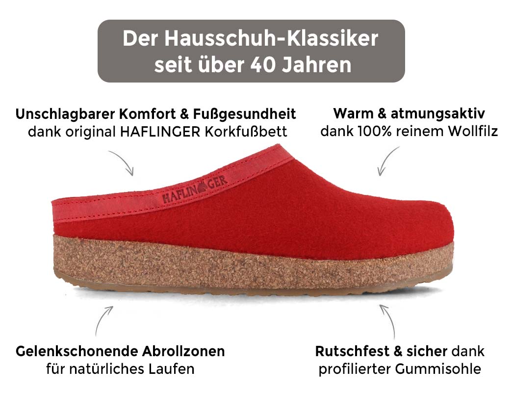 Haflinger Grizzly Torben Pure Wool Mens 44 Slip On Clogs Cork Rubber HAFLINGER | Felt Clog Grizzly Torben, Anthracite | Expr main image 3