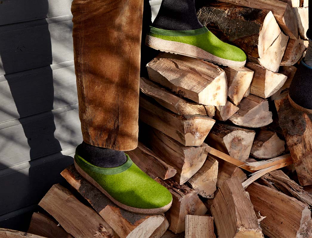 HAFLINGER | Felt Clog Grizzly Torben, Grass-Green | Express