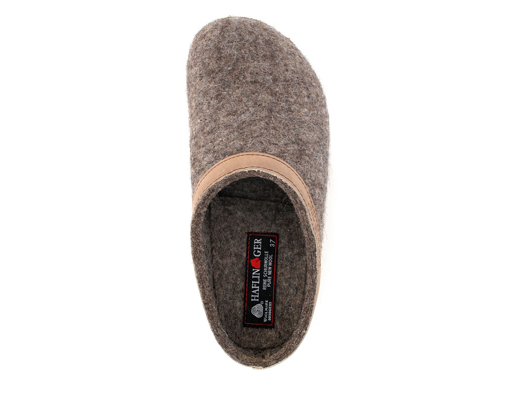 HAFLINGER Grizzly Torben viltklompslipper van zuiver wolvilt turf, maat 48