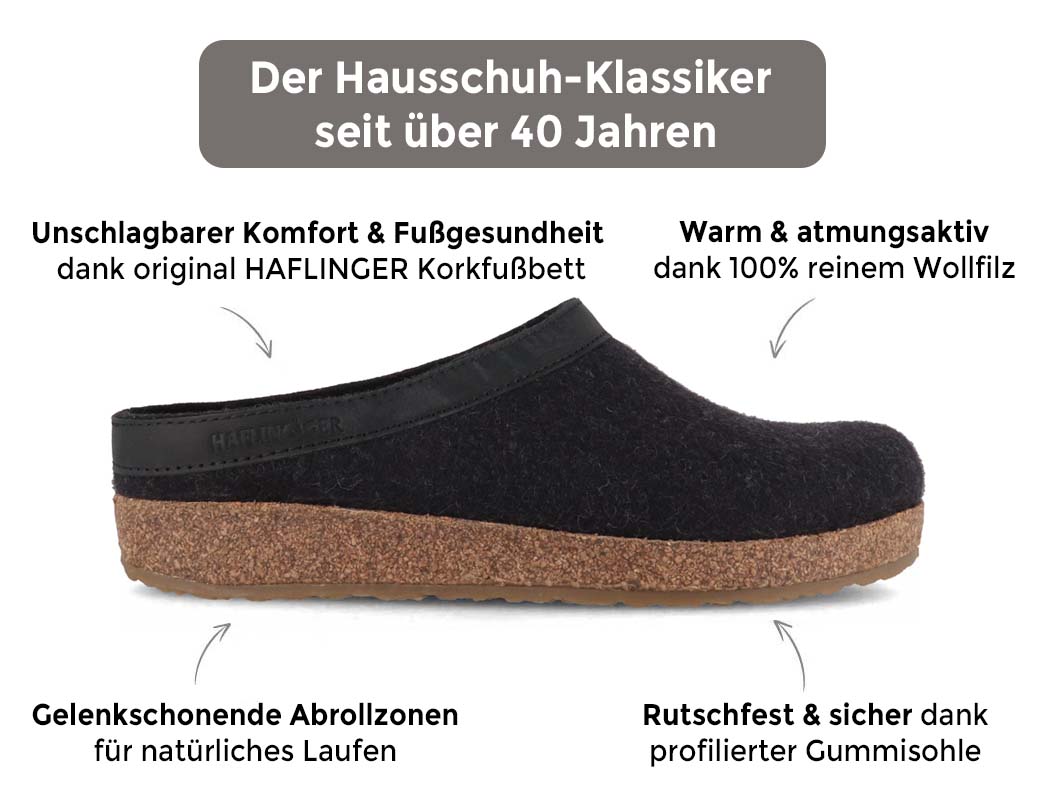 HAFLINGER® Grizzly Clogs Torben, Charcoal | Express Shi