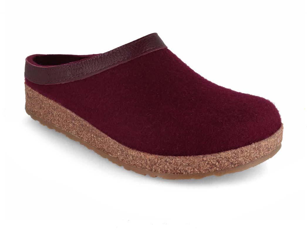 HAFLINGER Wool Felt Clog Grizzly Torben, Bordeaux E