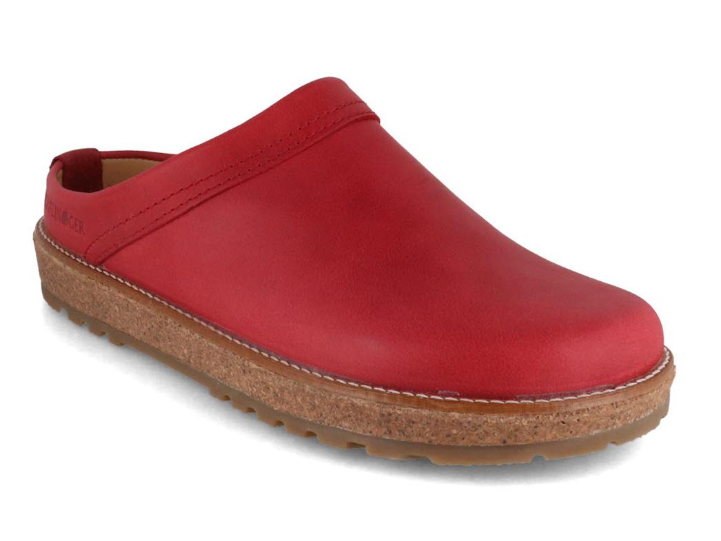 HAFLINGER Women Leather Clogs Travel Classic, Red
